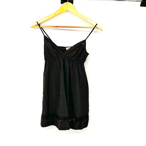 Aritzia Wilfred Silk Babydoll Strappy Blouse Low V Women’s XS Dark Gray Slip - Picture 1 of 4